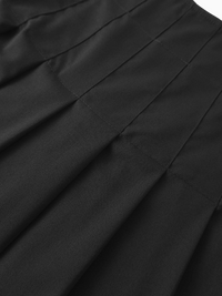 Black Wool Pleated Skirt Stitch Down Tailored Elegant Durable
