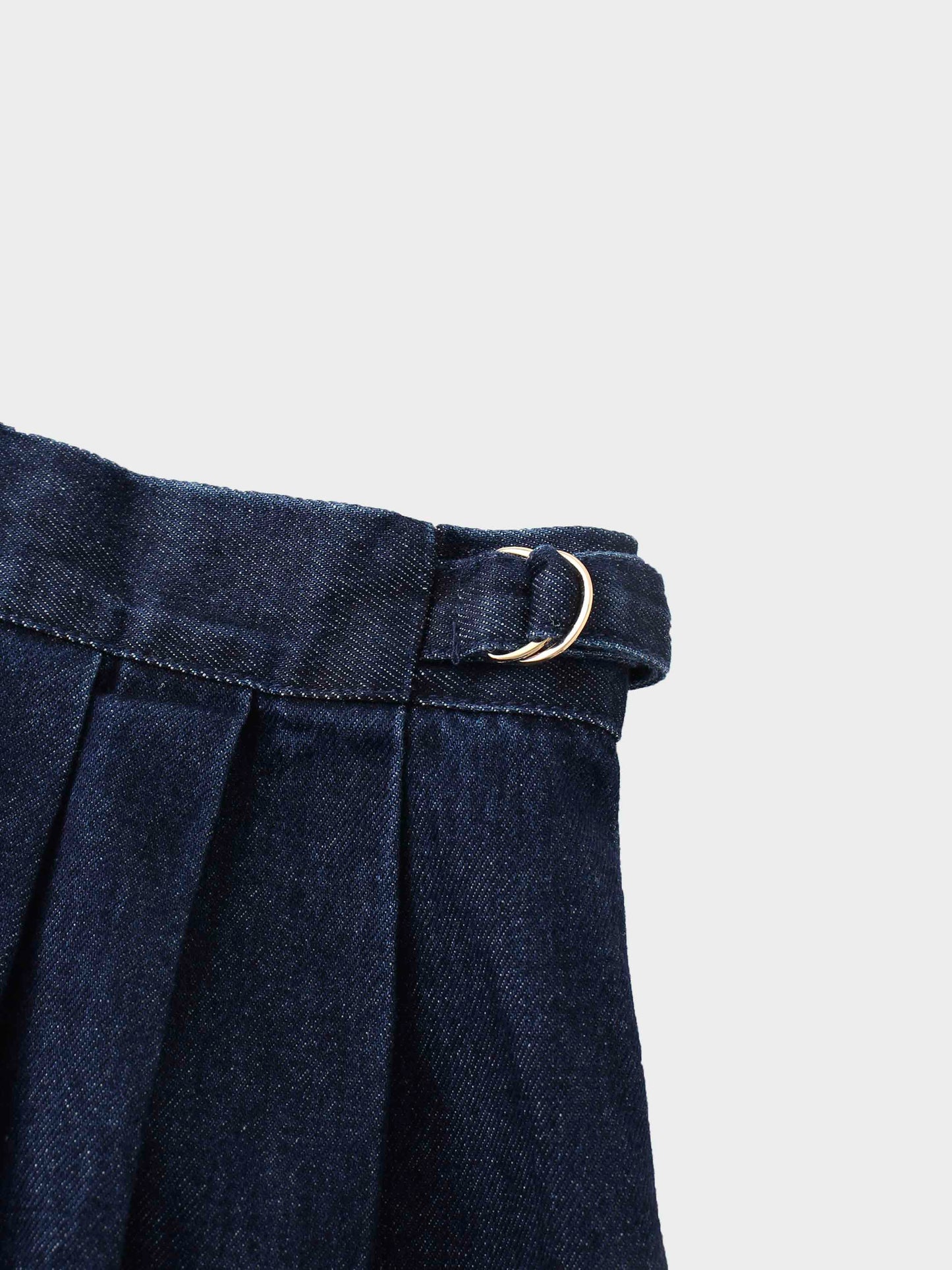 Side Buckle Blue Denim Skirt Adjustable Fit Casual Women