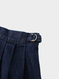 Side Buckle Blue Denim Skirt Adjustable Fit Casual Women