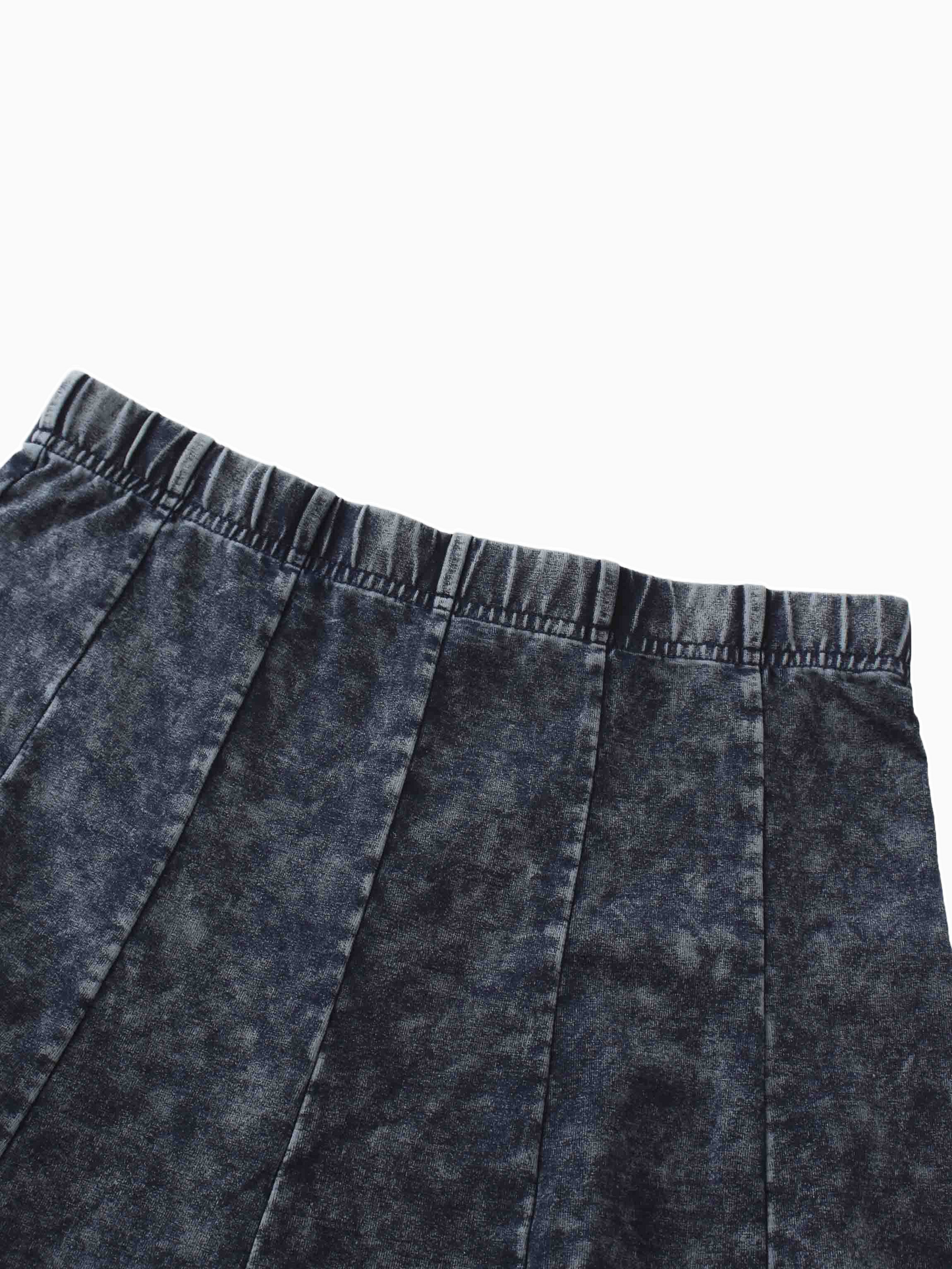 Paneled Flare Skirt 25" Blue Wash Casual Denim Summer Skirt-2