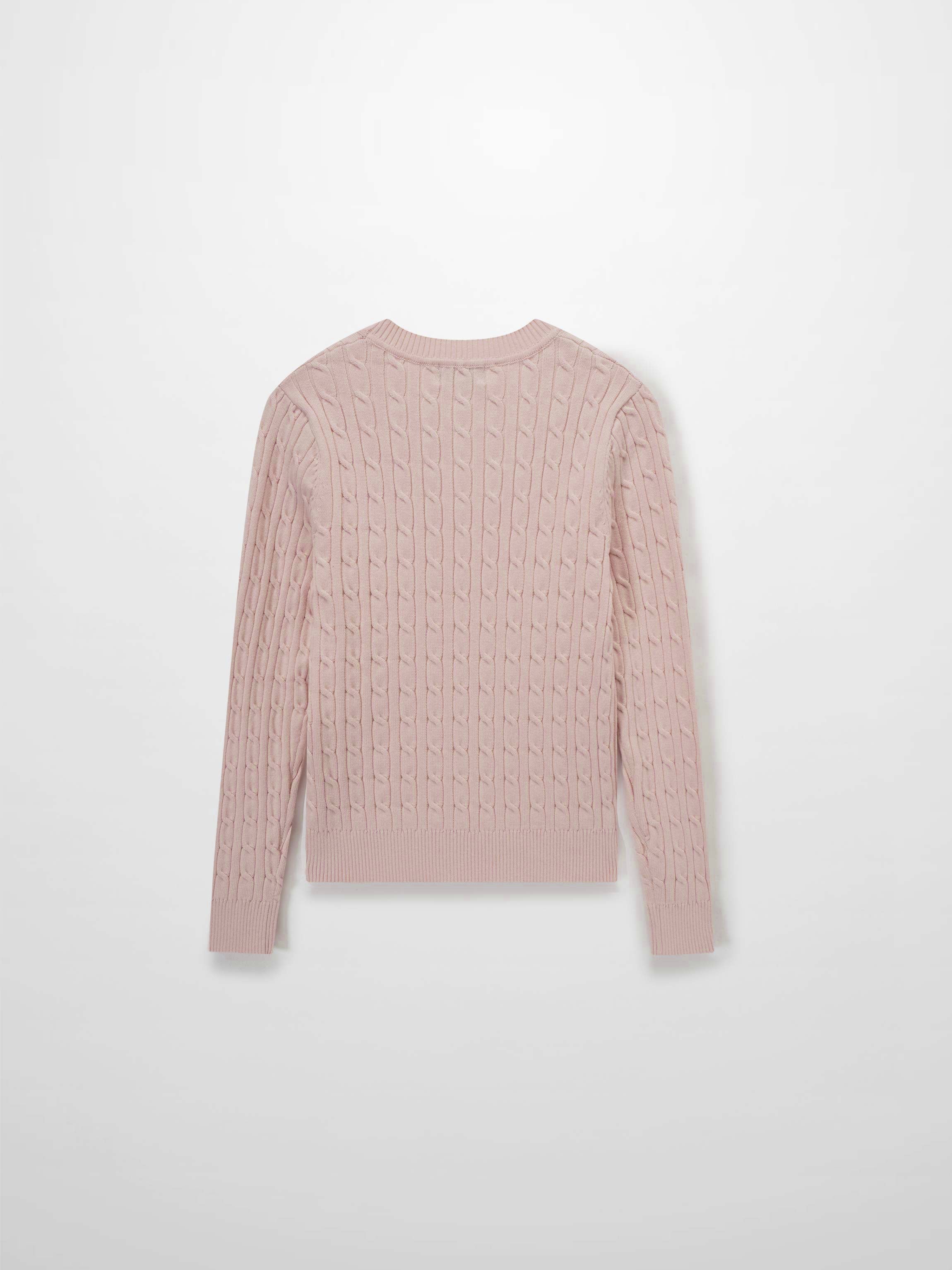 Crew Neck Cable Knit Sweater Bone Soft Casual Layered Top-3
