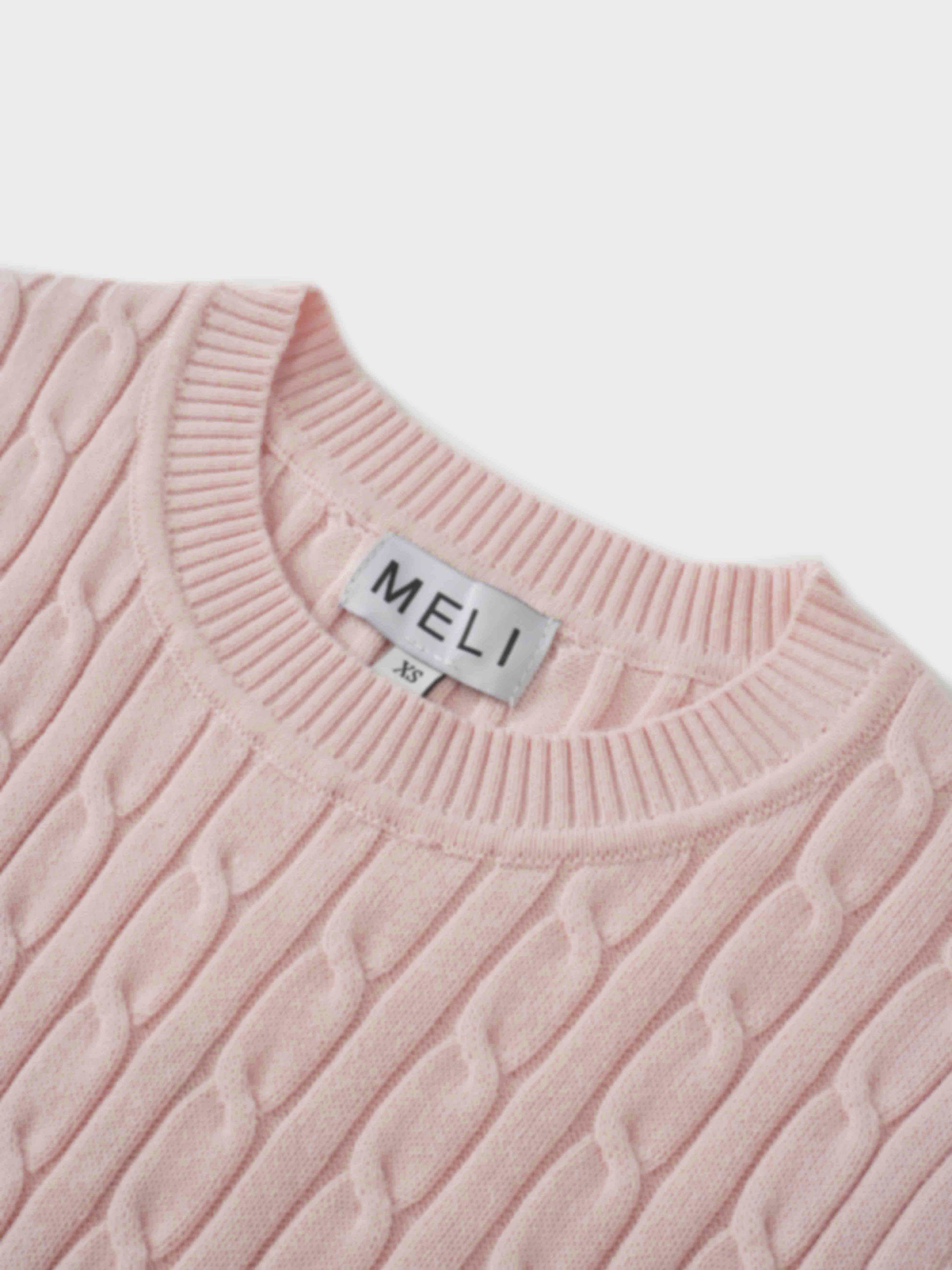 Crew Neck Cable Knit Sweater Bone Soft Casual Layered Top-4