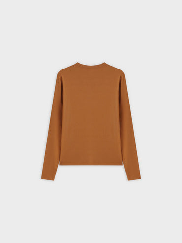 Classic Tee Long Sleeve Brown Soft Comfortable Casual Shirt-1