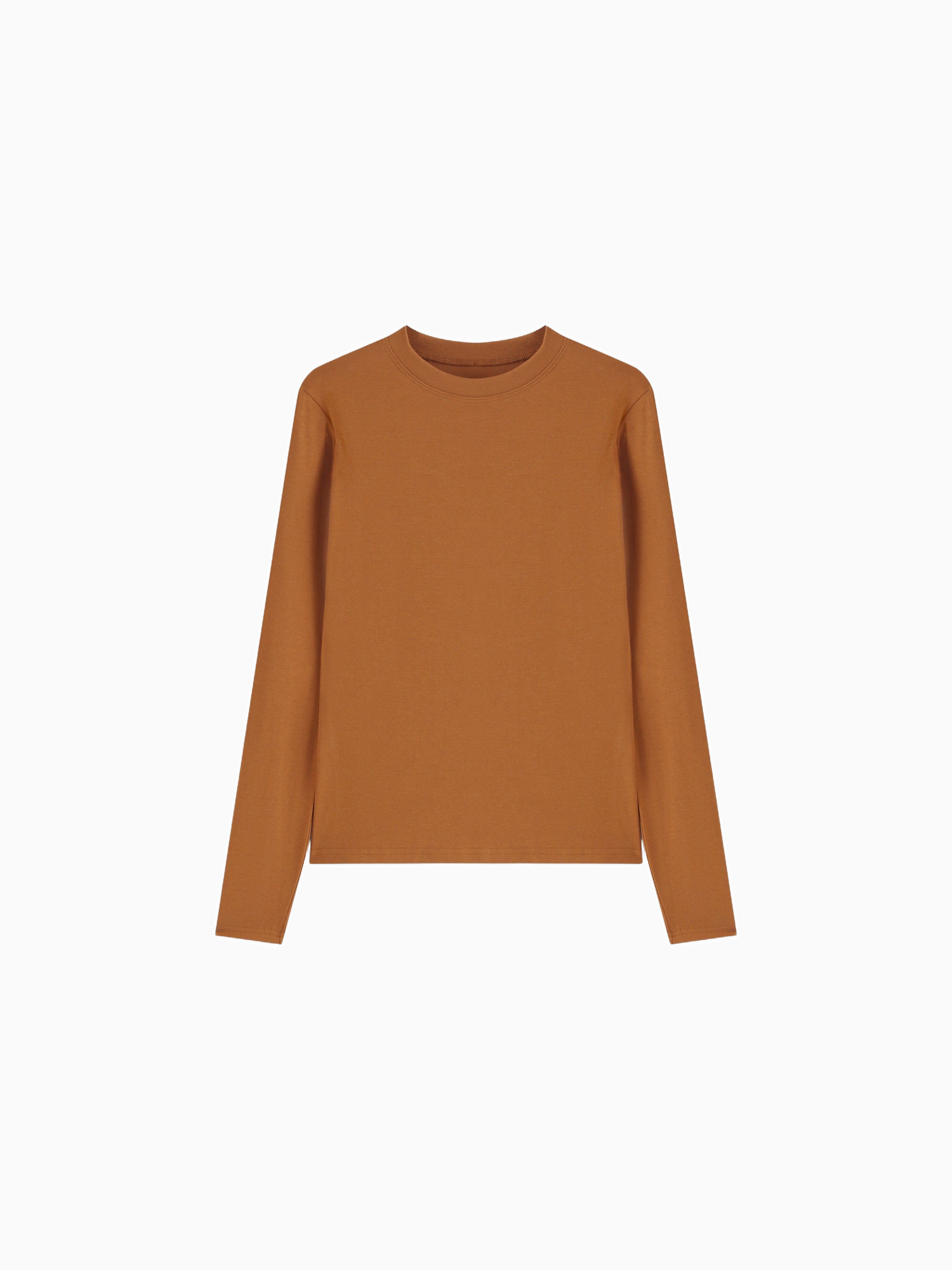 Classic Tee Long Sleeve Brown Soft Comfortable Casual Shirt-0