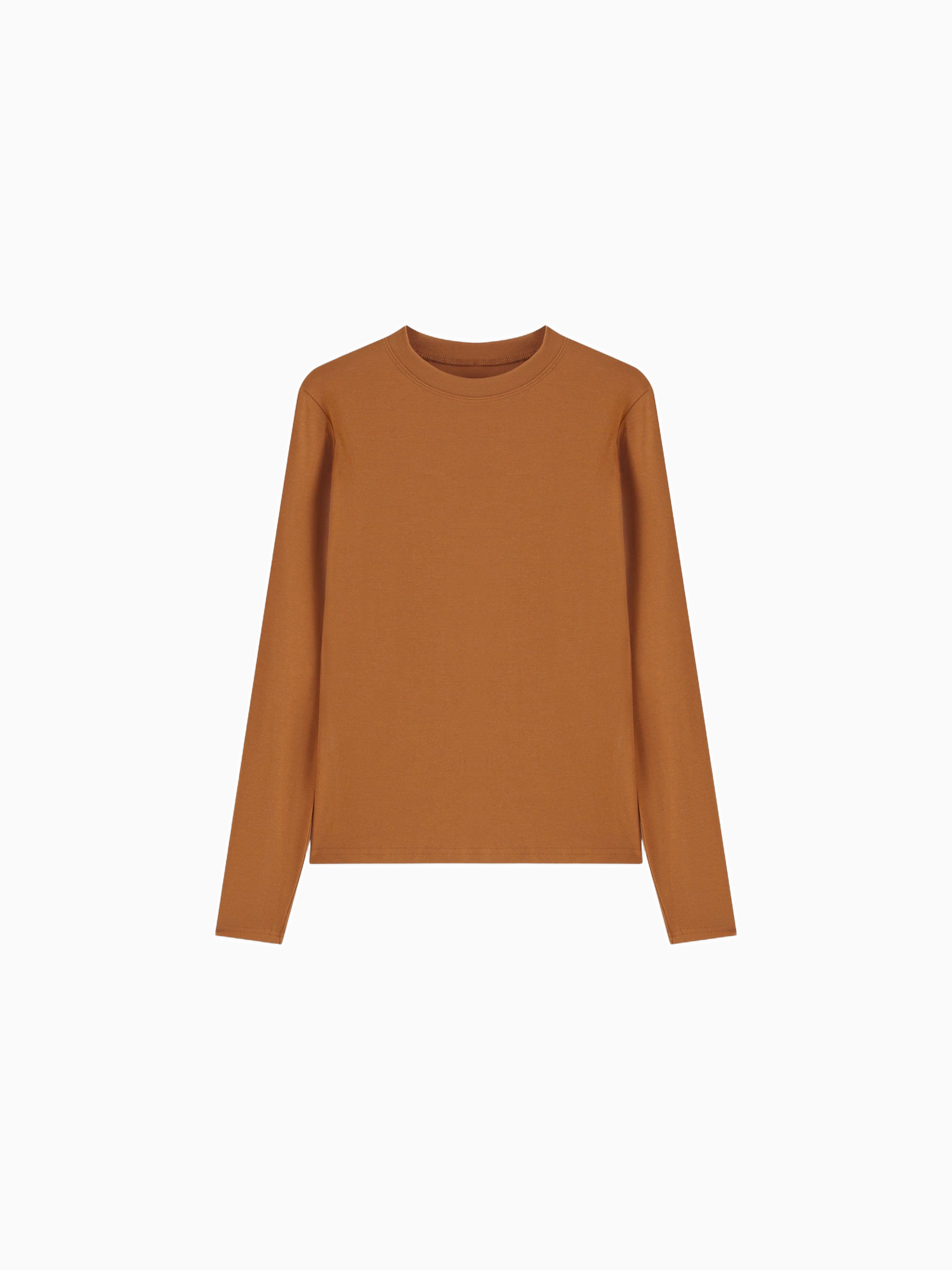 Classic Tee Long Sleeve Brown Soft Comfortable Casual Shirt-0