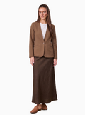 Silky Back Printed Brown Cream Blazer Professional Dressy Top-0