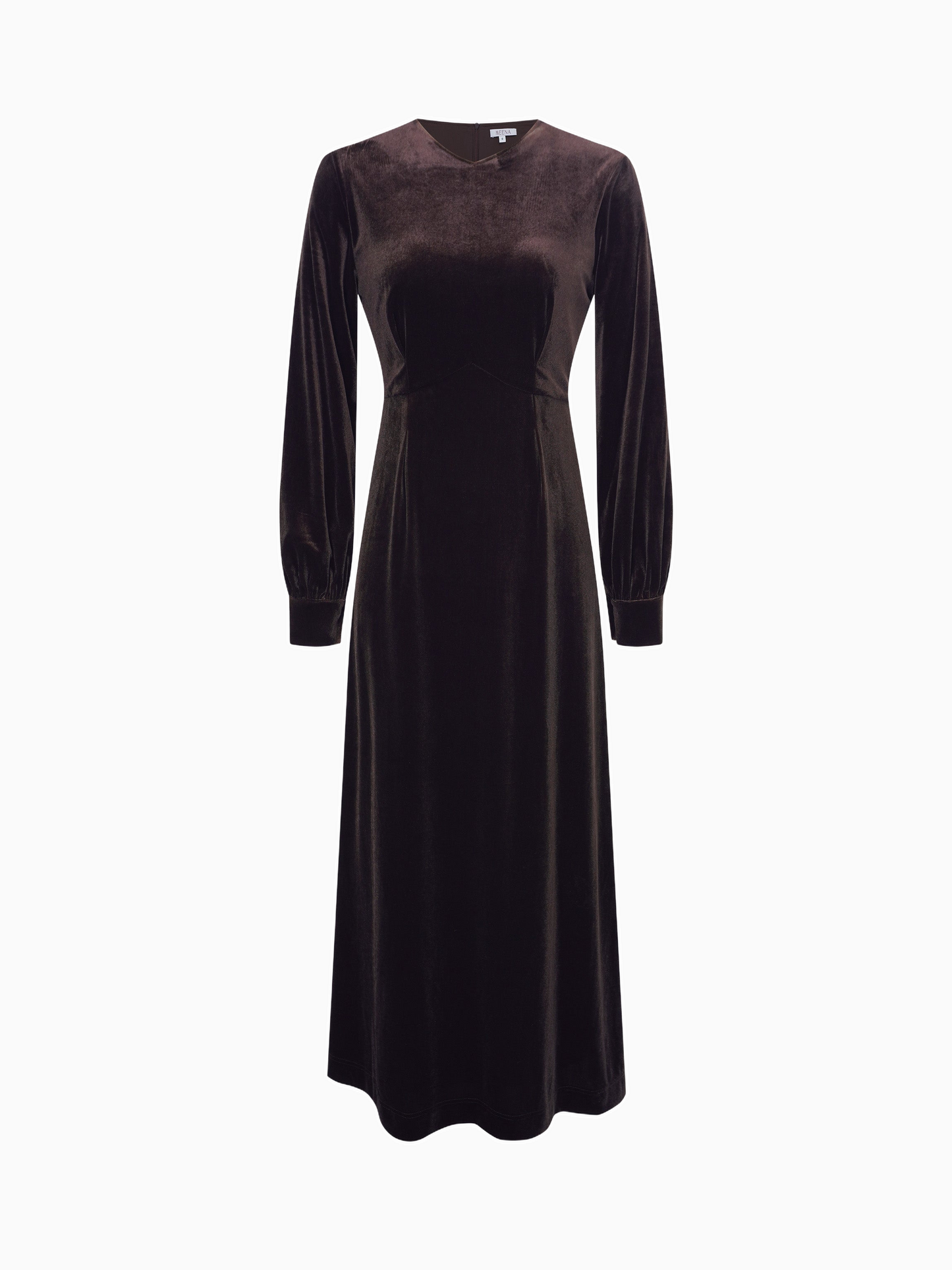 Velour Empire Waist Maxi Dress Brown Elegant Long Formal Wear-1