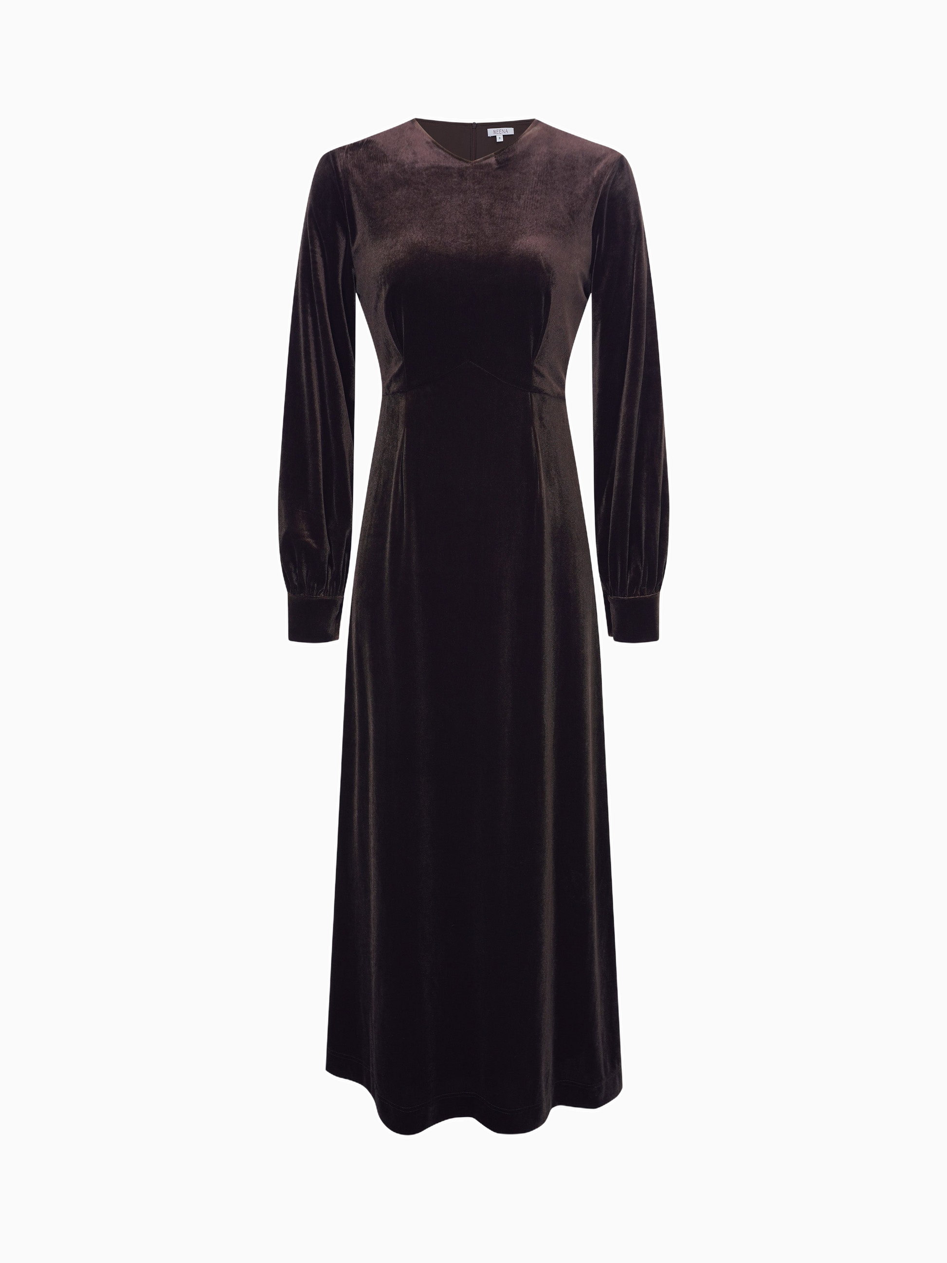 Velour Empire Waist Maxi Dress Brown Elegant Long Formal Wear-1