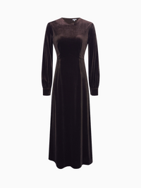 Velour Empire Waist Maxi Dress Brown Elegant Long Formal Wear-1
