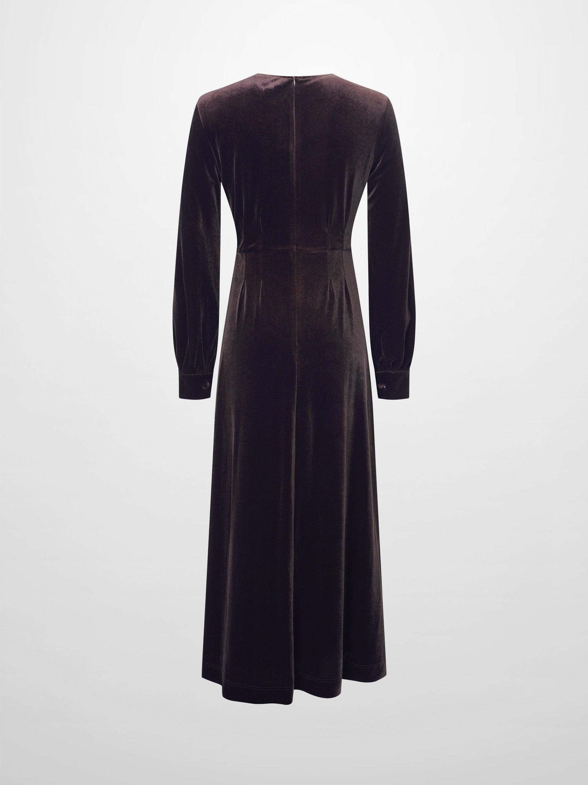 Velour Empire Waist Maxi Dress Brown Elegant Long Formal Wear-2
