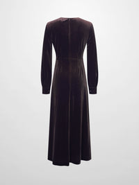Velour Empire Waist Maxi Dress Brown Elegant Long Formal Wear-2