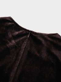 Velour Empire Waist Maxi Dress Brown Elegant Long Formal Wear-4