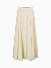 Tencel Yoke Button Down Skirt Butter Yellow Lightweight Casual Skirt-1