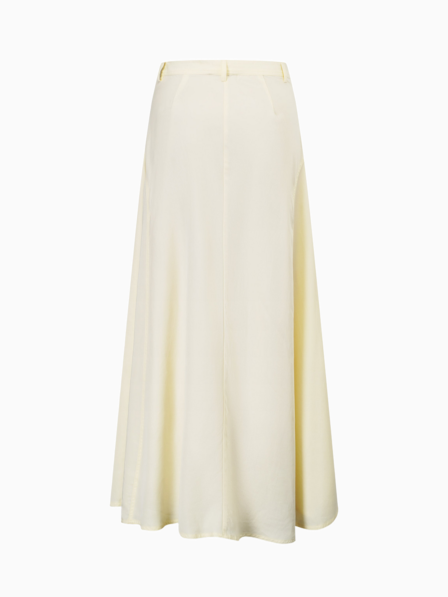 Tencel Yoke Button Down Skirt Butter Yellow Lightweight Casual Skirt-2