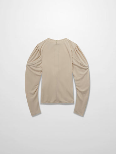 Princess Stitched High V Neck Cream Top Dressy Basic FW25 Online-1