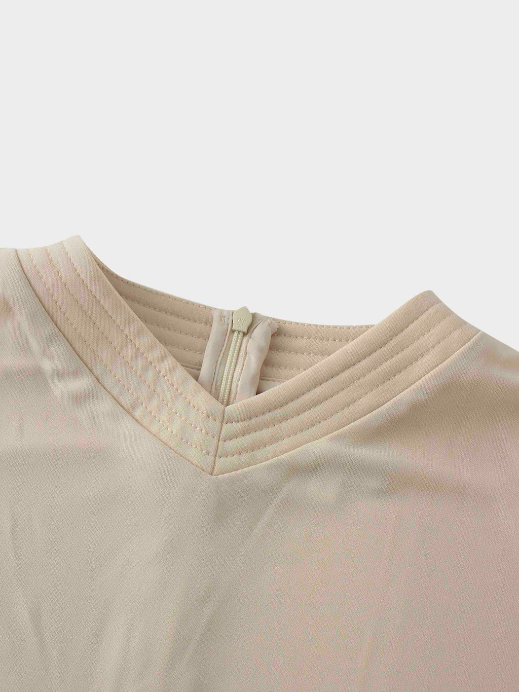 Princess Stitched High V Neck Cream Top Dressy Basic FW25 Online-4