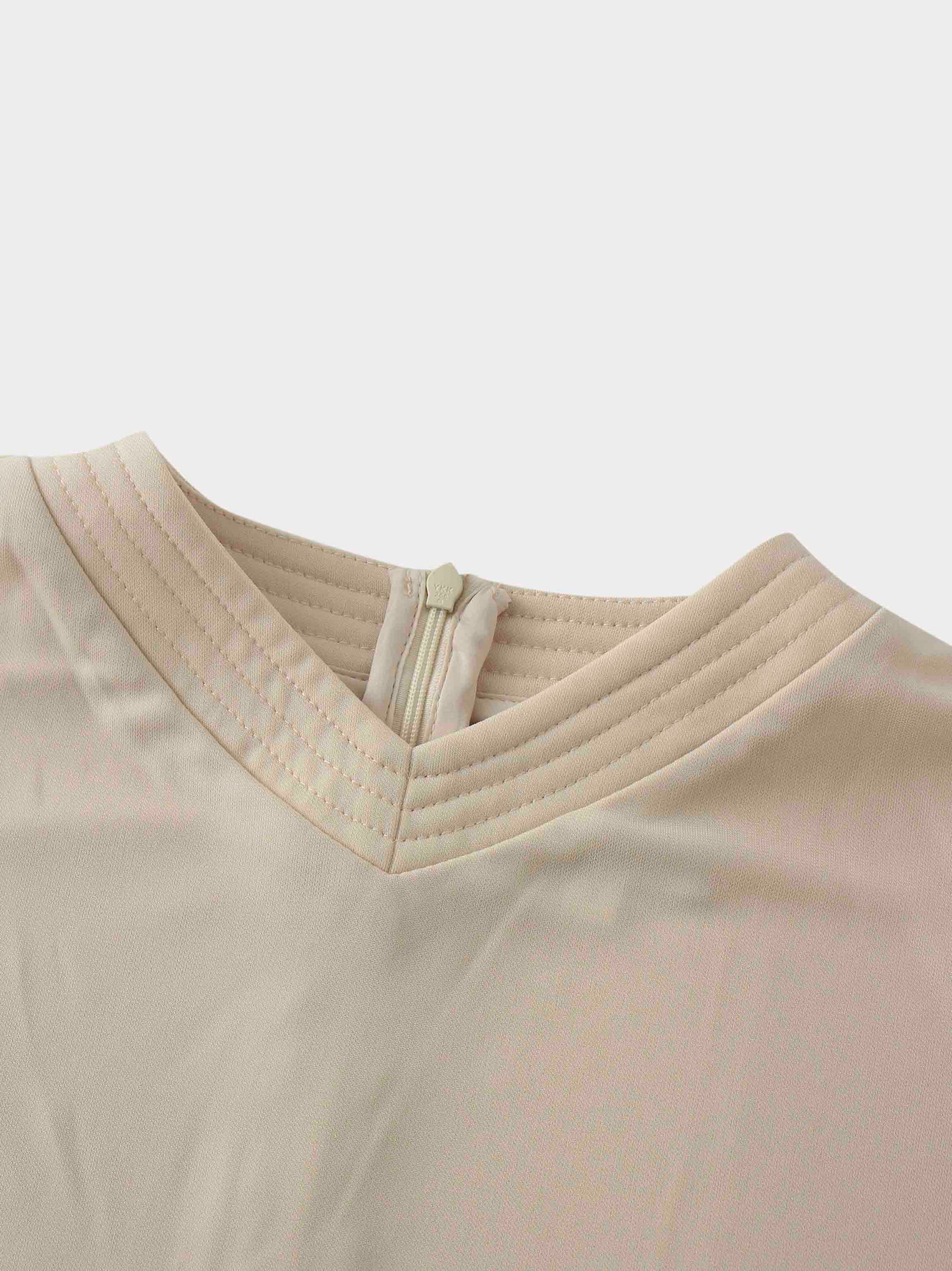 Princess Stitched High V Neck Cream Top Dressy Basic FW25 Online-4