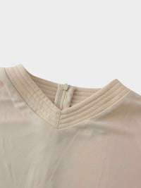Princess Stitched High V Neck Cream Top Dressy Basic FW25 Online-4