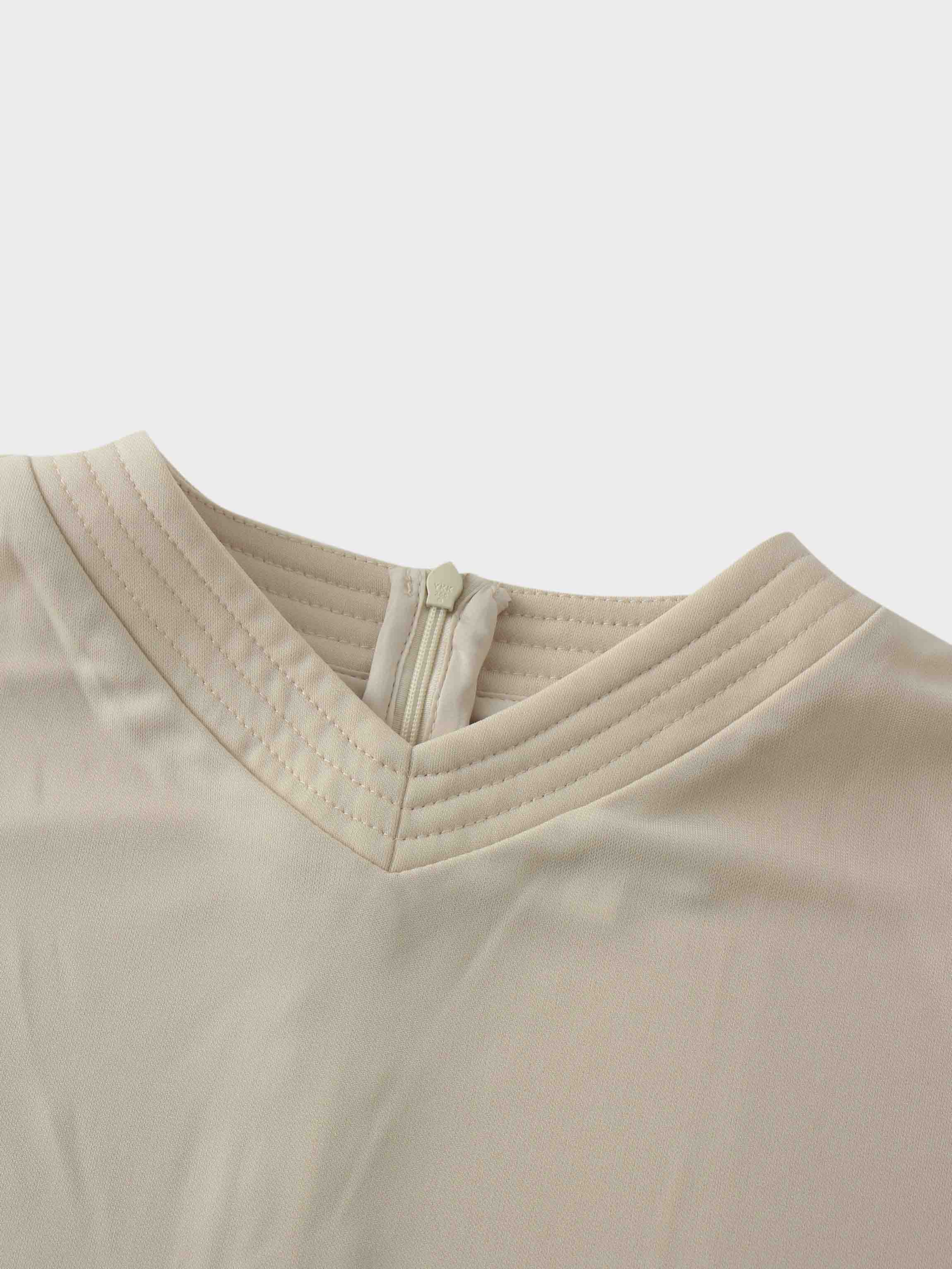 Princess Stitched High V Neck Cream Top Dressy Basic FW25 Online-4