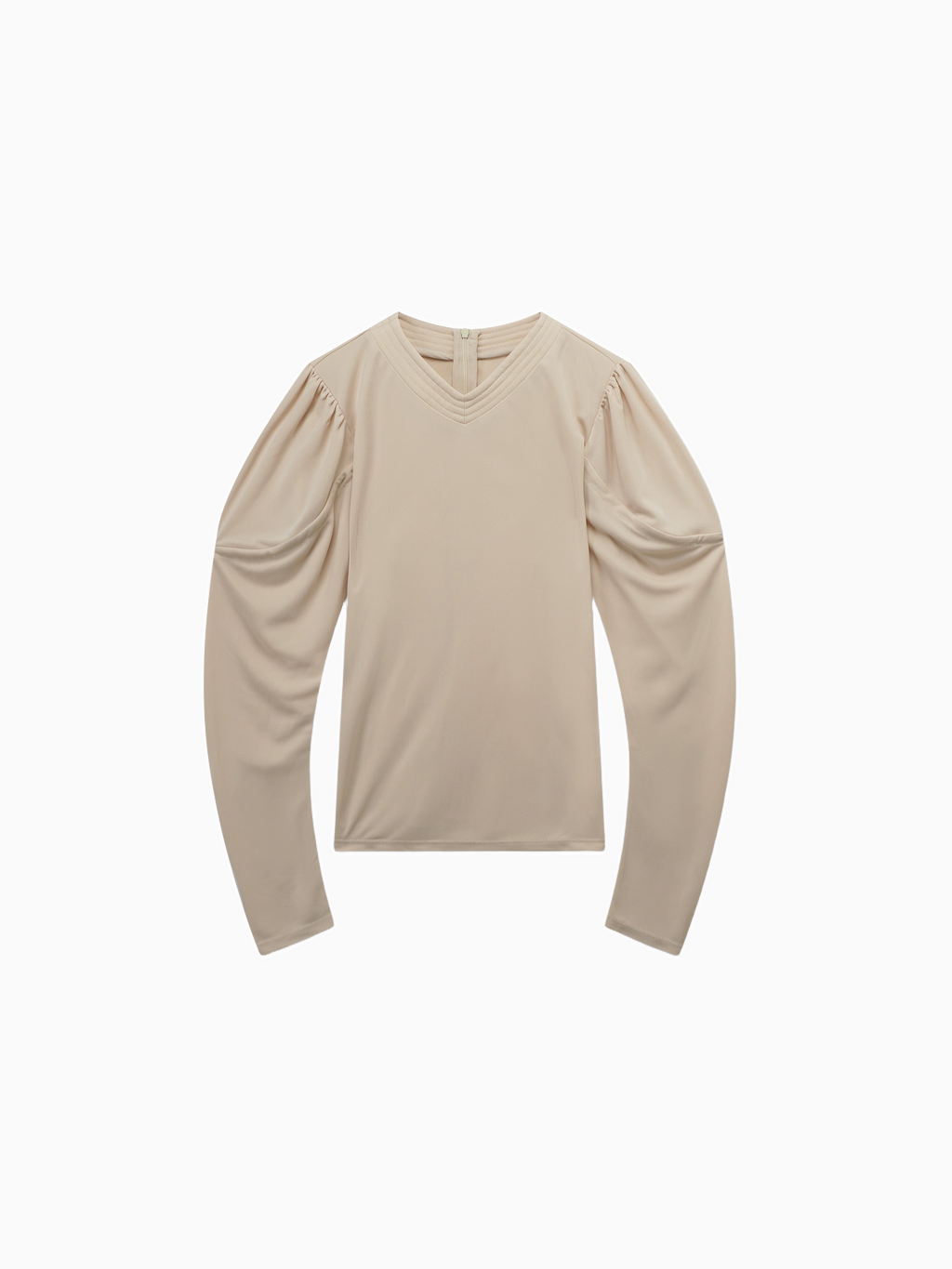 Princess Stitched High V Neck Cream Top Dressy Basic FW25 Online-0