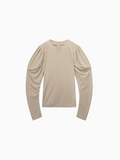 Princess Stitched High V Neck Cream Top Dressy Basic FW25 Online-0