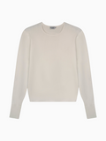 Silk Knit Sweater Cream Elegant Dressy Basic Top for Women-0
