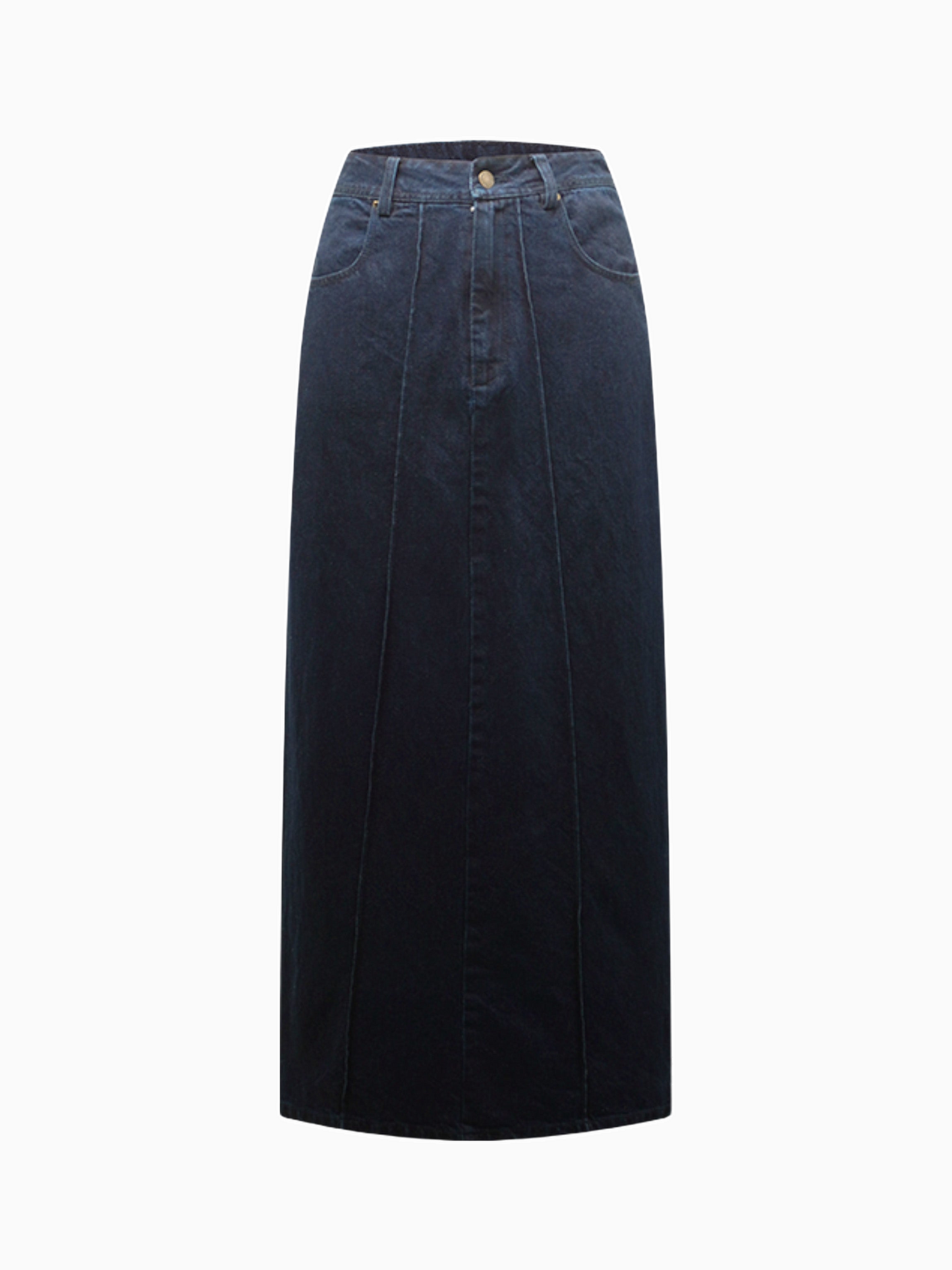 Dark Blue Denim Seamed Skirt Casual Basic FW25 New Arrival-1