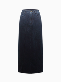 Dark Blue Denim Seamed Skirt Casual Basic FW25 New Arrival-1