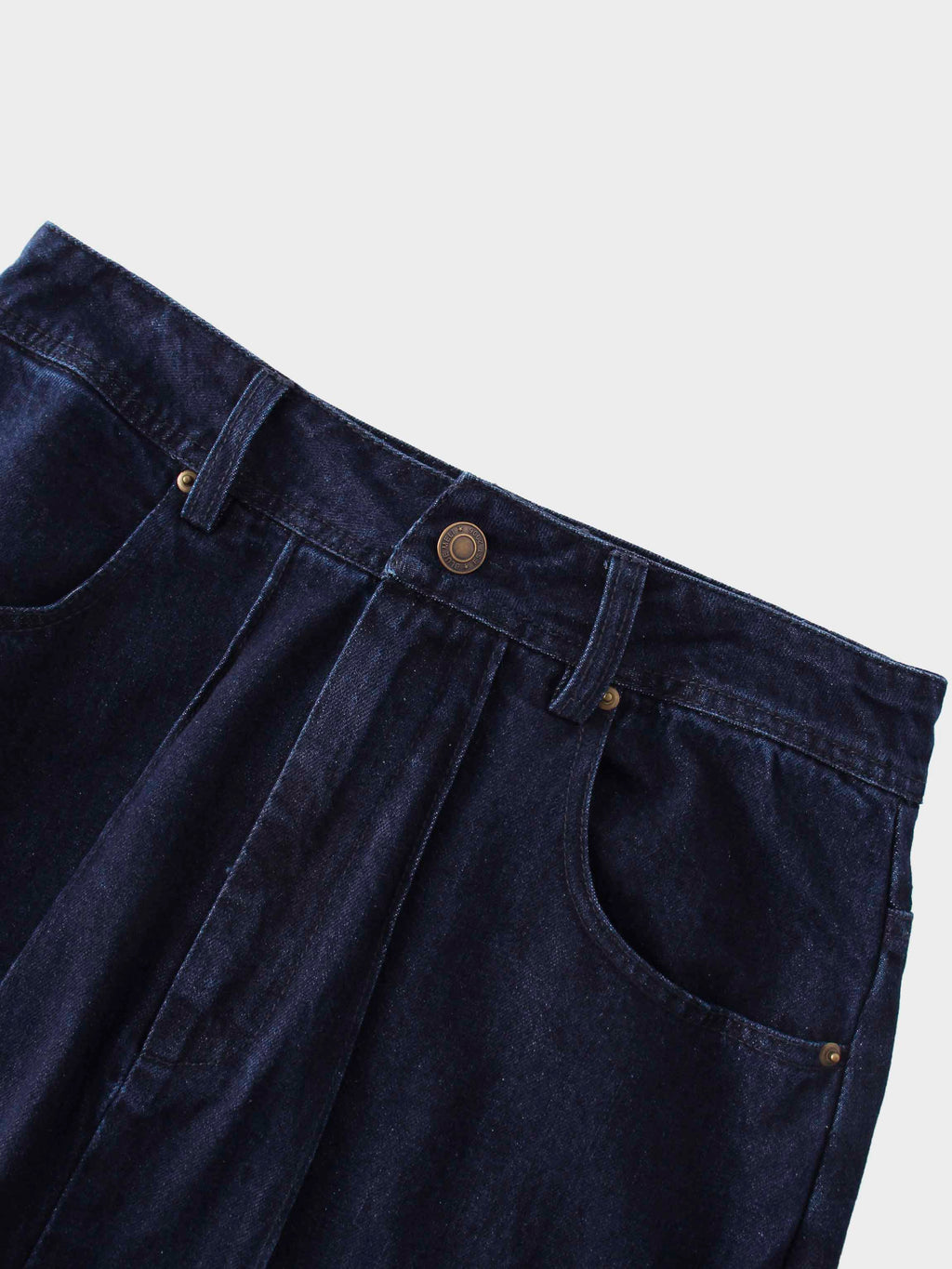 Dark Blue Denim Seamed Skirt Casual Basic FW25 New Arrival-3