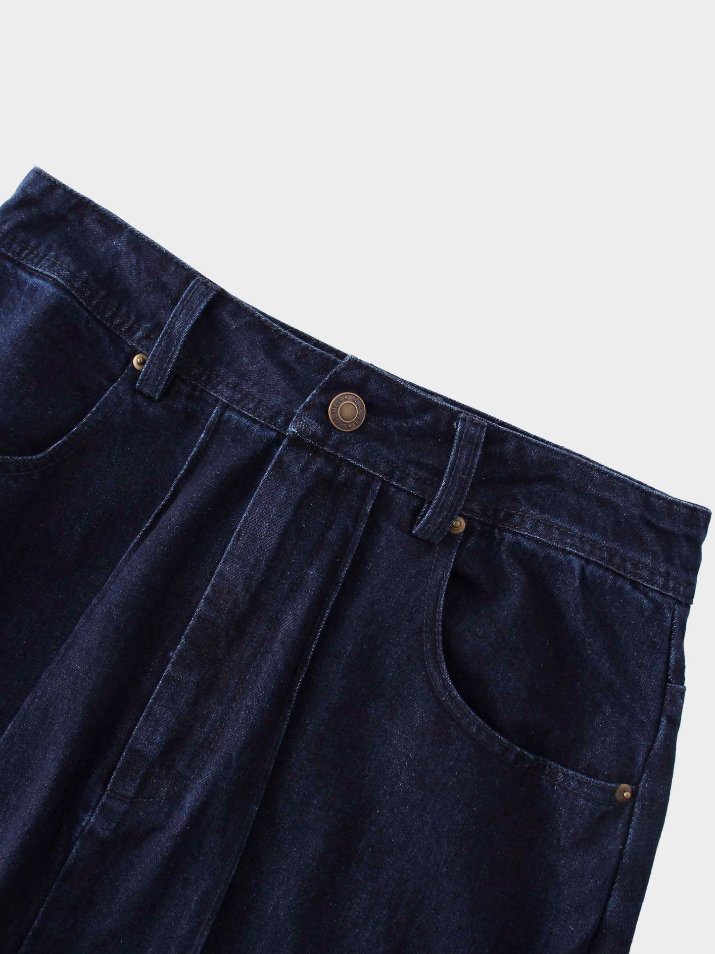 Dark Blue Denim Seamed Skirt Casual Basic FW25 New Arrival-3