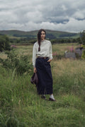 Dark Blue Denim Seamed Skirt Casual Basic FW25 New Arrival-0