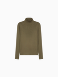 Green Knit Ribbed Turtleneck Sweater Casual Winter Top FW25-0