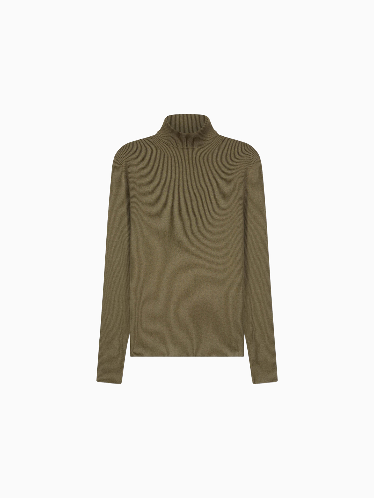 Green Knit Ribbed Turtleneck Sweater Casual Winter Top FW25-0