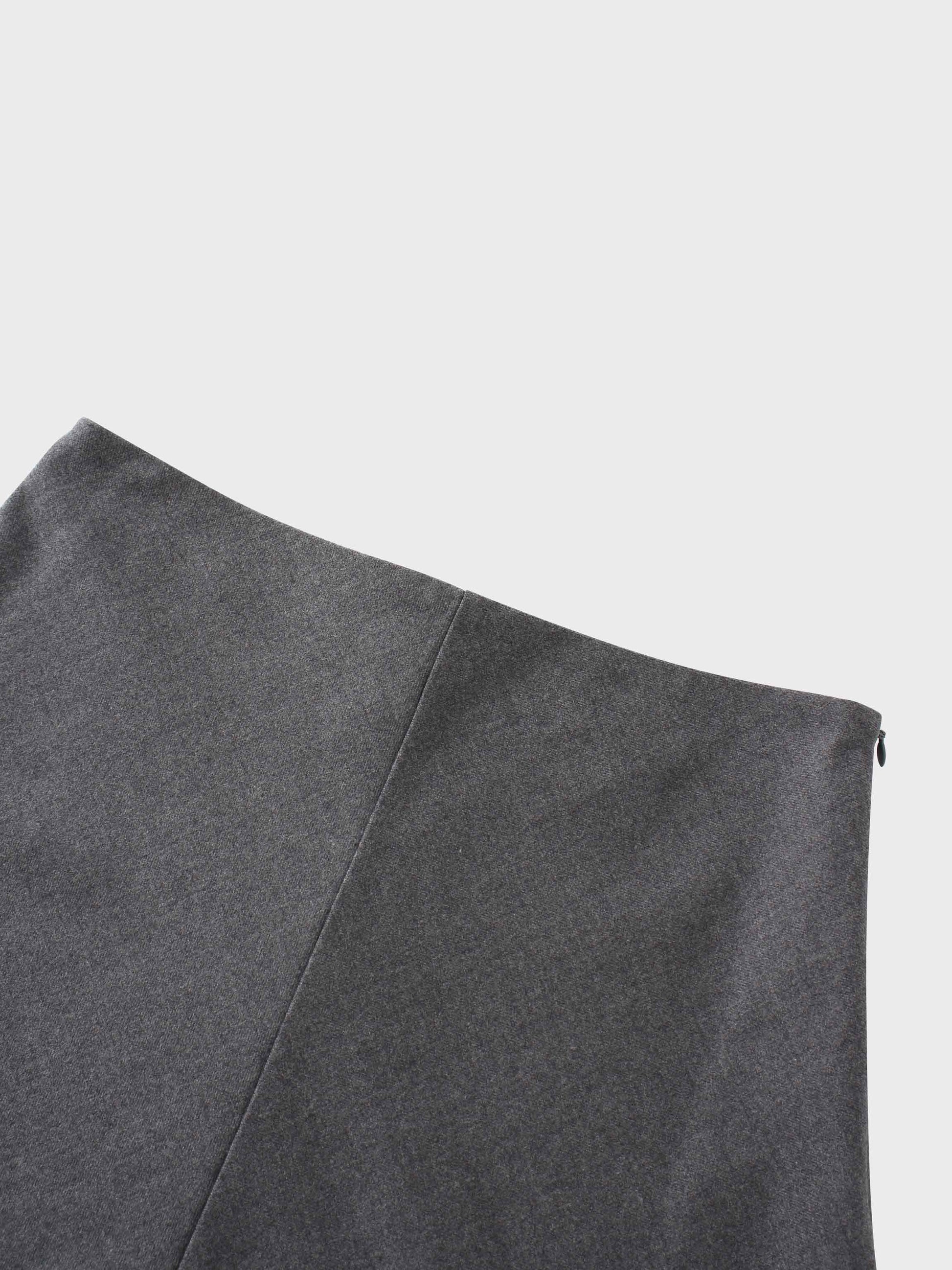 Basic A-Line Seamed Short Skirt Grey Casual Tailored Fit FW25 New Arrival-3