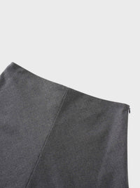 Basic A-Line Seamed Short Skirt Grey Casual Tailored Fit FW25 New Arrival-3