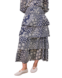Layered floral skirt with a white background