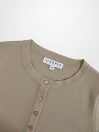 Gold Button Crop Cardigan Latte Cropped Knit Top Elegant Layering Piece-3