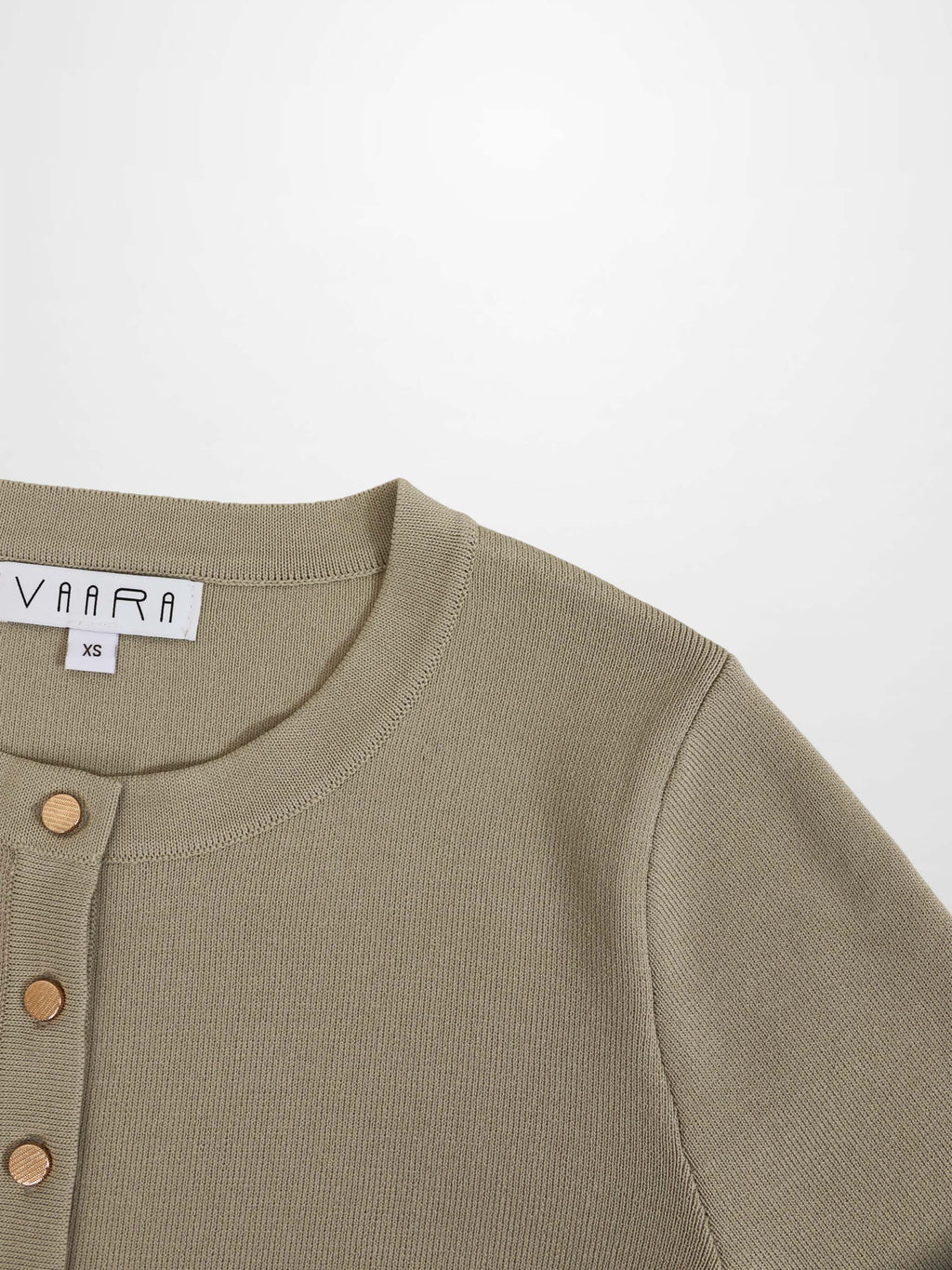 Gold Button Crop Cardigan Latte Cropped Knit Top Elegant Layering Piece-4