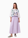 Lavender Drawstring Ruffle Skirt Adjustable Waist Casual Skirt-0