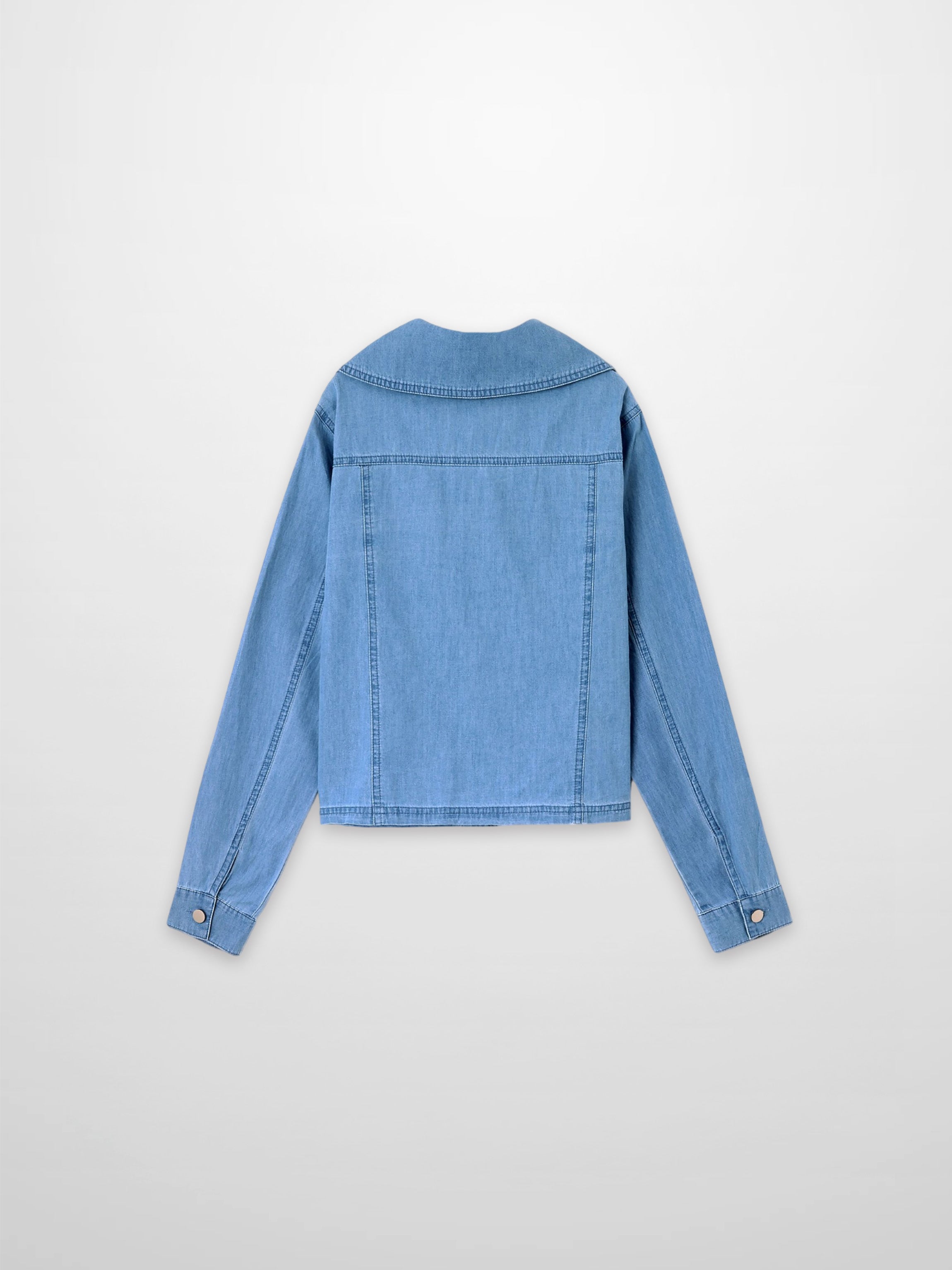 Light Blue Boxy Denim Collared Top Casual Blouse SS26 Online-3