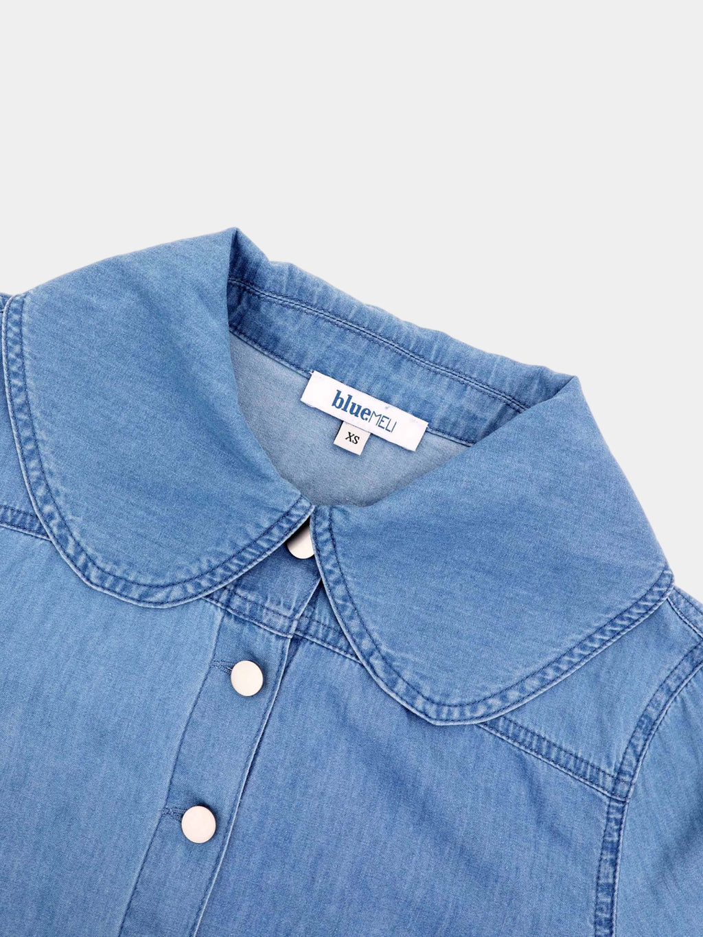 Light Blue Boxy Denim Collared Top Casual Blouse SS26 Online-4