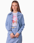Light Blue Boxy Denim Collared Top Casual Blouse SS26 Online-0