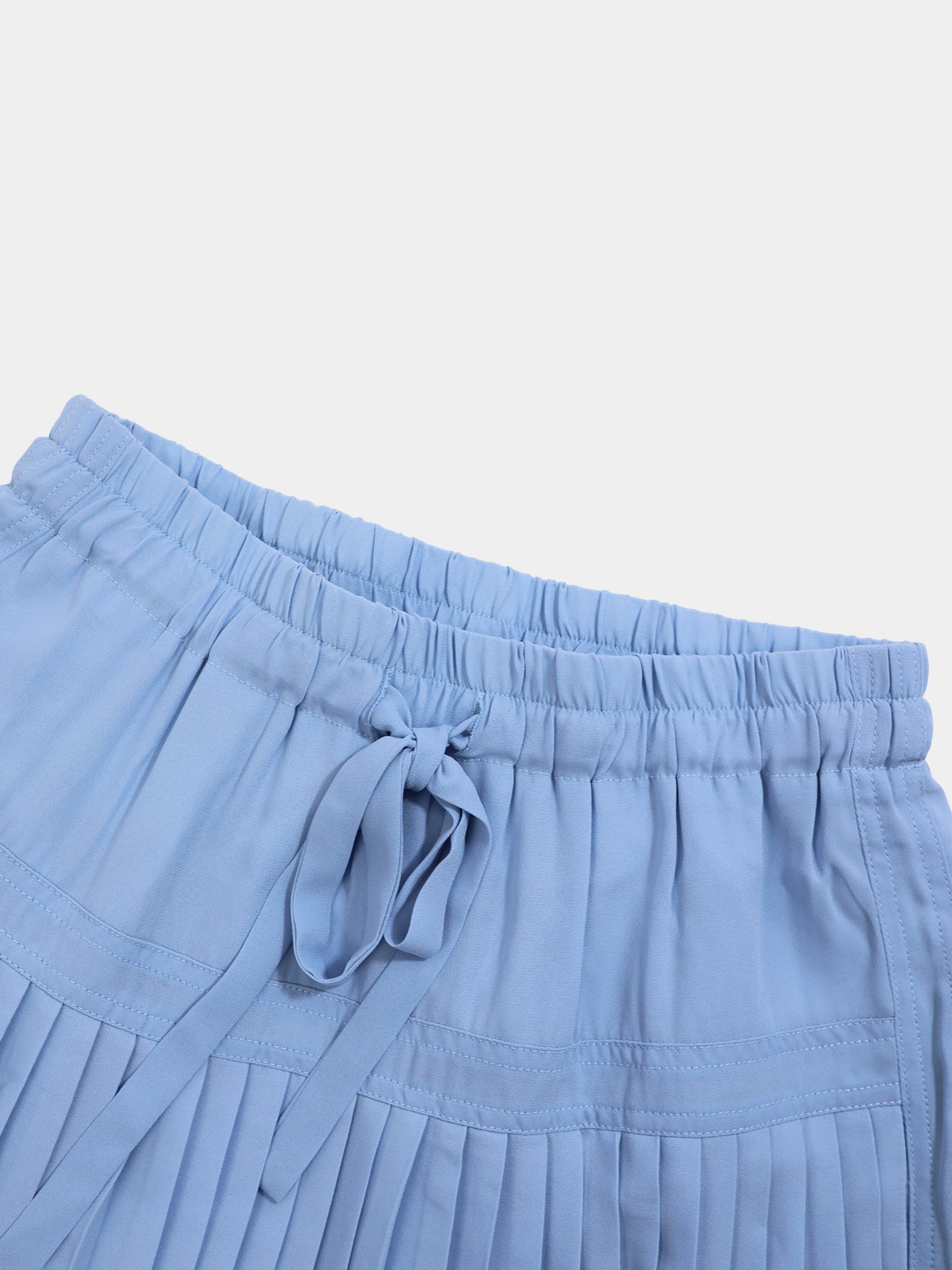 Light Blue Chiffon Drop Waist Pleated Skirt Casual Elegant Feminine-4