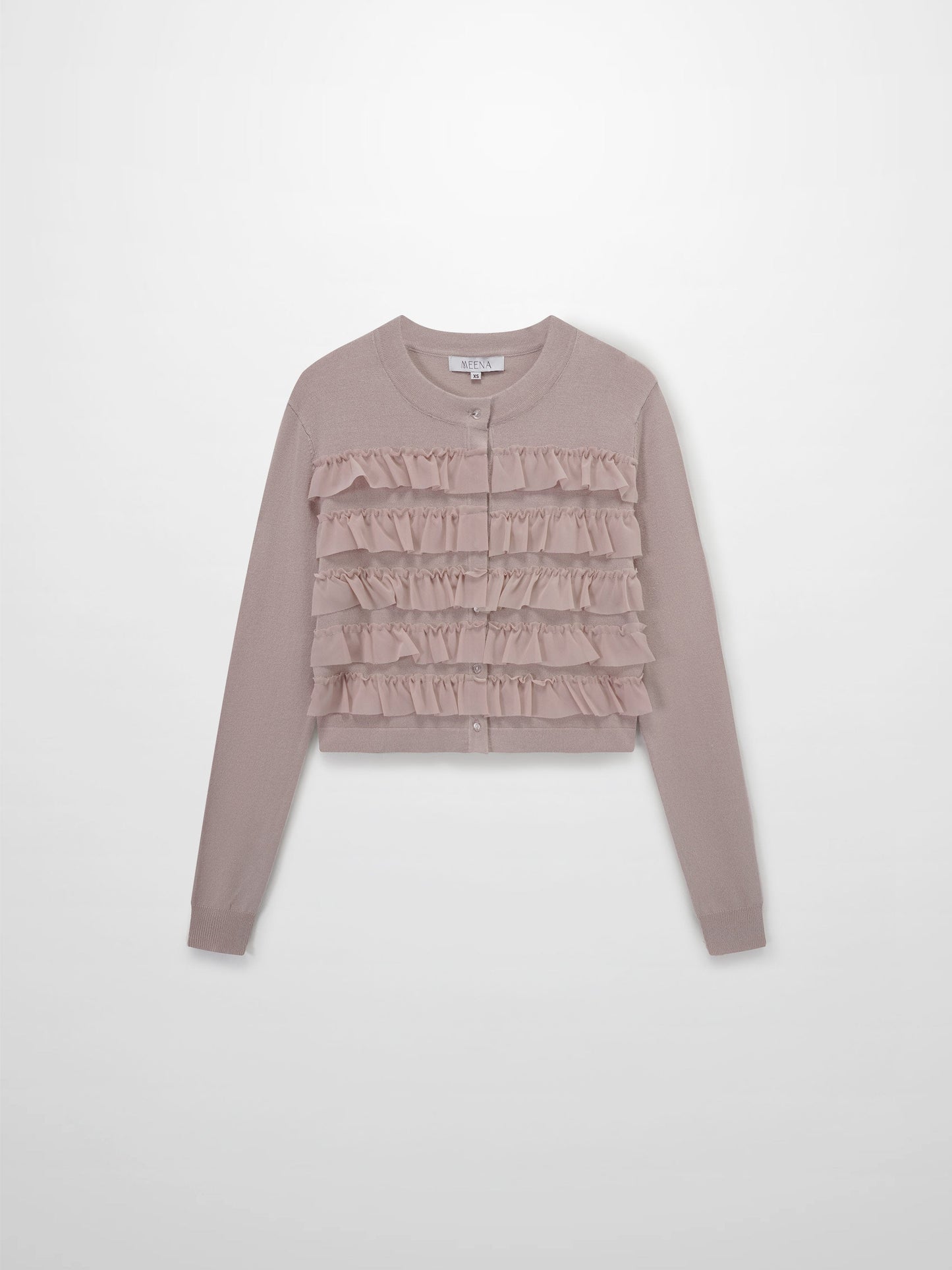 Ruffle Design Cardigan Mauve Elegant Layering Top for Women-3