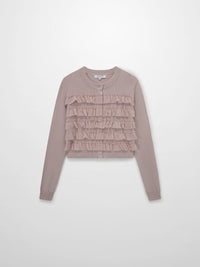 Ruffle Design Cardigan Mauve Elegant Layering Top for Women-3