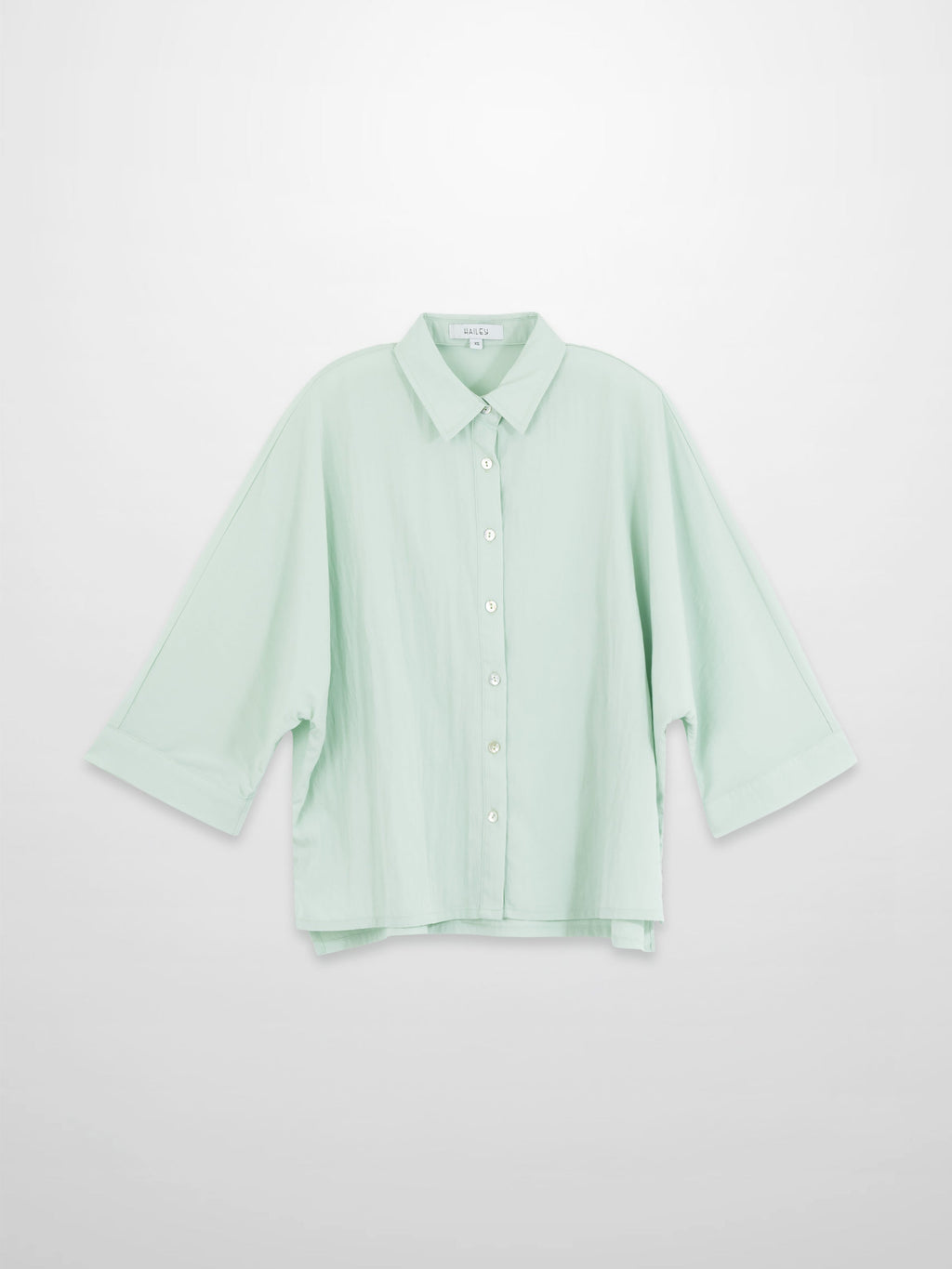 Boxy Dolman Sleeve Crinkle Blouse Mint Green Lightweight Casual Top-2