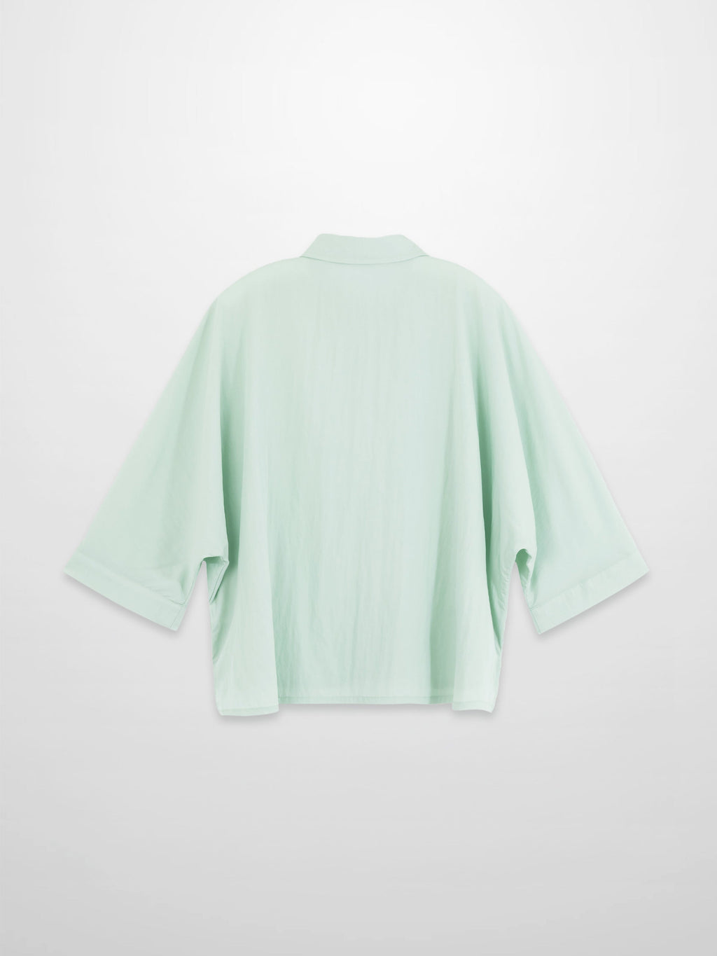 Boxy Dolman Sleeve Crinkle Blouse Mint Green Lightweight Casual Top-4