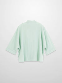 Boxy Dolman Sleeve Crinkle Blouse Mint Green Lightweight Casual Top-4