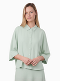 Boxy Dolman Sleeve Crinkle Blouse Mint Green Lightweight Casual Top-0