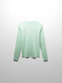 Basic High V Tee Long Sleeve Heathered Mint Grey Casual Fit Shirt-1